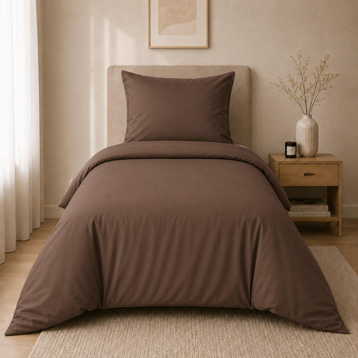 BETTWÄSCHE 2-teilig 135/200 cm UNI BRAUN - Braun, Textil (135/200cm) - ROLFNERS
