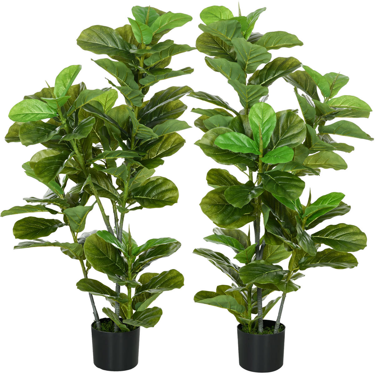 KUNSTPFLANZE 2er-Set DE-16594 110 cm, realistische Blätter Grün - Grün, Kunststoff (110cm) - ComfortXL