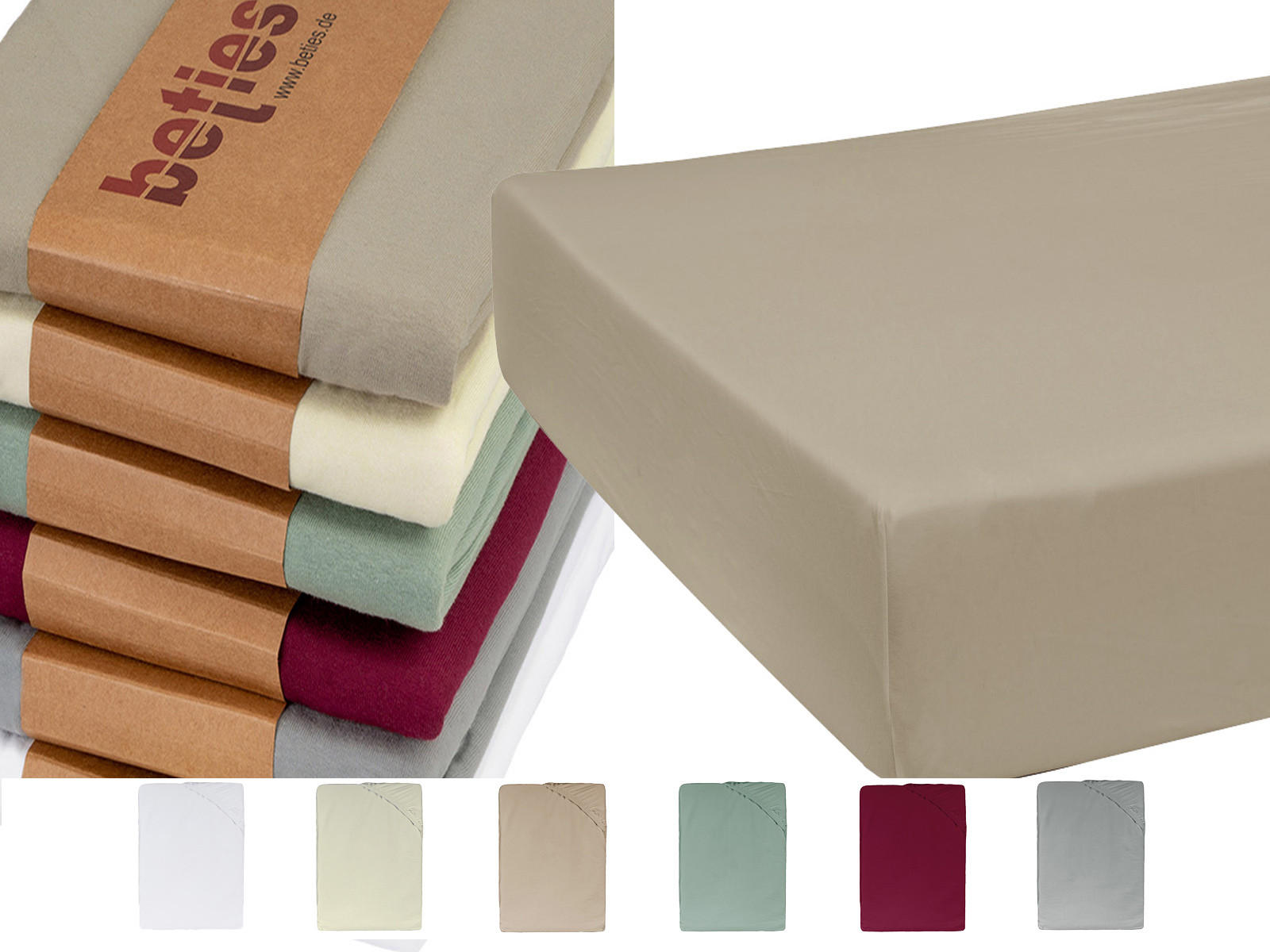 SPANNBETTLAKEN BasicSoft Baumwoll-Jersey mit Elasthannatural-grün 180-200/200 cm - Salbeigrün, Textil (180/200cm) - beties Heimtextil