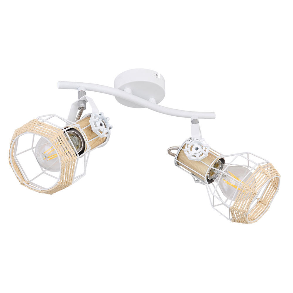 DECKENLEUCHTE Metall Weiß Holzoptik - Weiß, Holz (29.6/23/19cm)