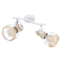 DECKENLEUCHTE Metall Weiß Holzoptik - Weiß, Holz (29.6/23/19cm)