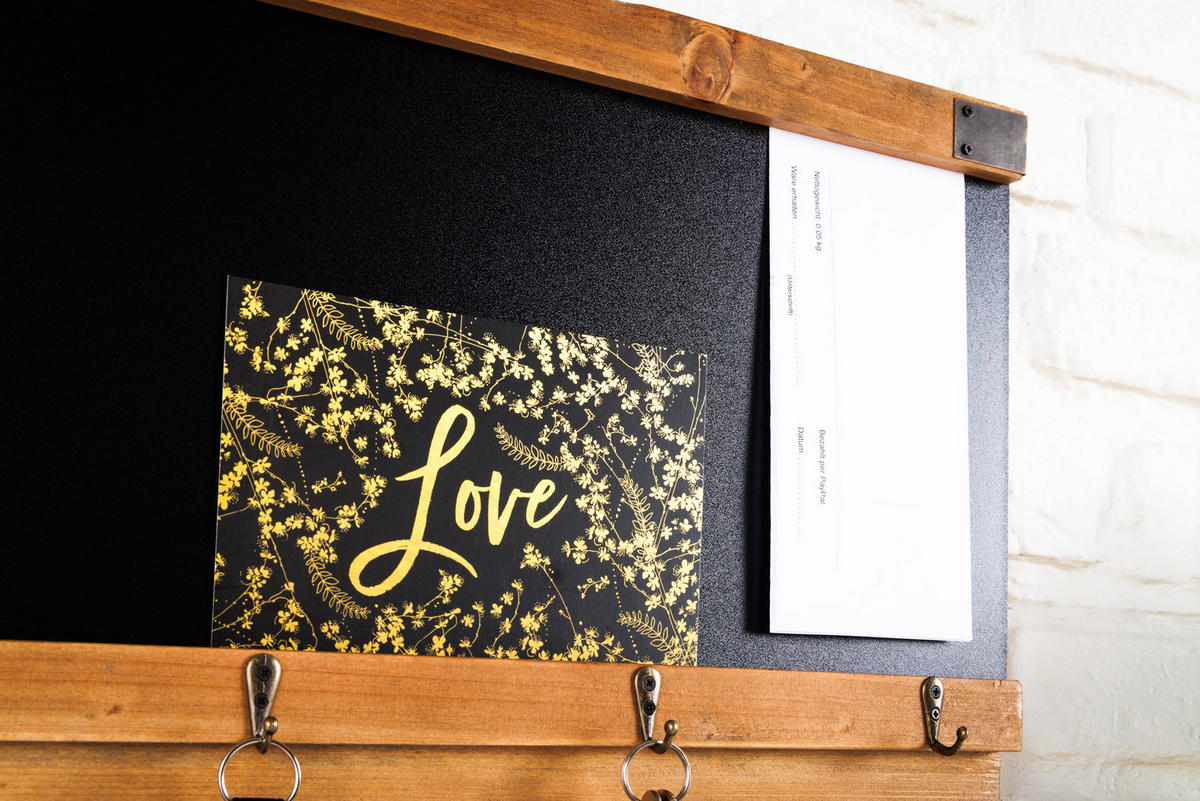 SCHLÜSSELBOARD HERITAGE Pinie Natur 80 cm - Schwarz/Braun, Holz/Metall (80/60/11cm) - riess-ambiente