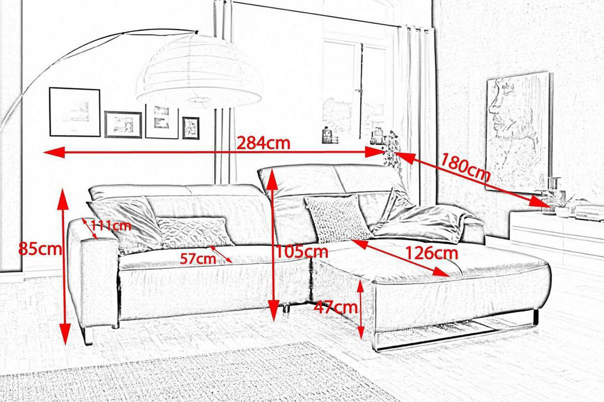 ECKSOFA MIT SITZTIEFENVERSTELLUNG YORK Sonoma Trüffel Dekor Leder - Schwarz/Sonoma Eiche, Leder (284/180cm) - KAWOLA