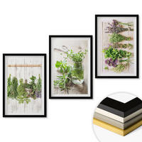 WANDBILDER 3er-Set - 40x60 cm Schwarzer Rahmen - Kräuterpflanzen für die Küche - Schwarz, Kunststoff (40/60cm) - ArtPrintCave