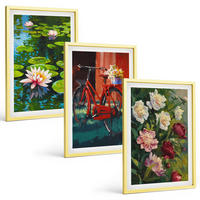 BILDER SET 3er Set - 40x60 cm Goldrahmen - Lilien im Garten, bunte Blumen - Goldfarben, Kunststoff (40/60cm) - TULUP
