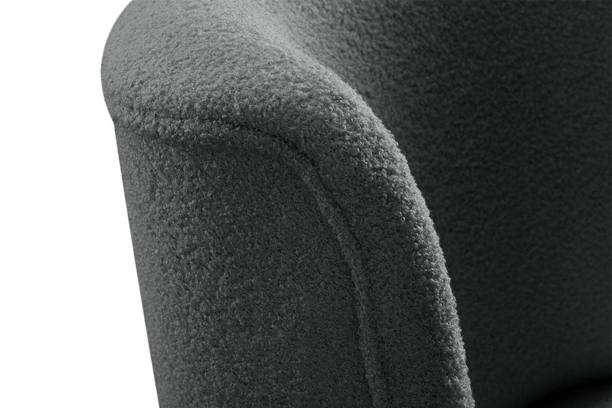 COCKTAILSESSEL APPA auf hohen Beinen aus Buche, aus recyceltem Boucle-Stoff, Dunkelgrau/Buche Dekor - Dunkelgrau/Buchefarben, Holz/Textil (63/89/65cm) - KONSIMO®