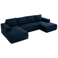 WOHNLANDSCHAFT TRENTINO U Dunkelblau Velvet - Dunkelblau, Textil (334/91/163cm) - MKS