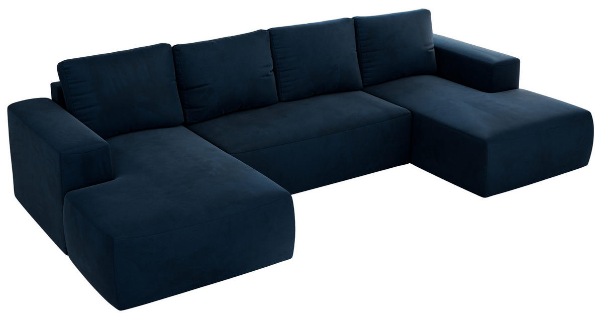 WOHNLANDSCHAFT TRENTINO U Dunkelblau Velvet - Dunkelblau, Textil (334/91/163cm) - MKS