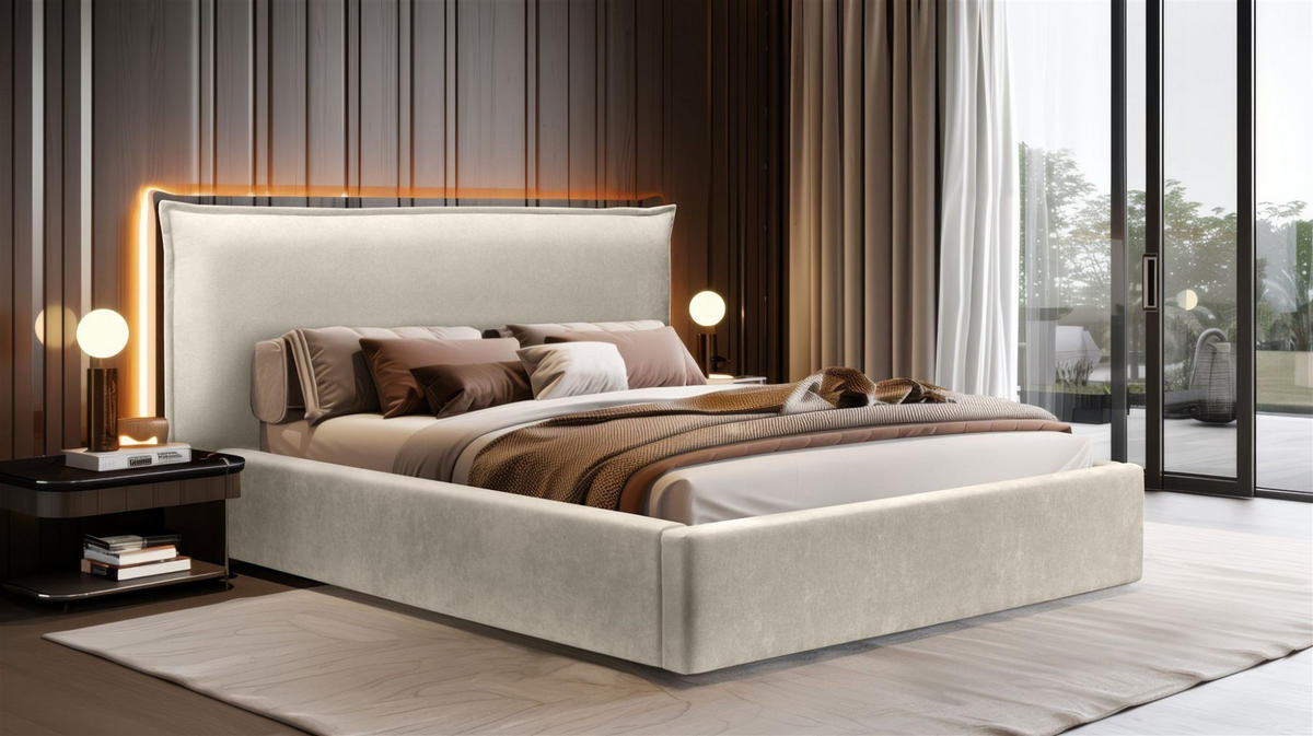 POLSTERBETT Amada In Ditra - Creme, Holzwerkstoff/Textil (160/200cm) - Fun Möbel