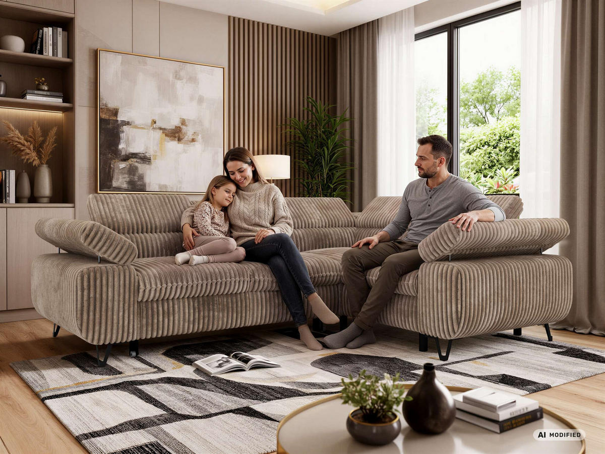 ECKSOFA FALCO L - Dunkelgrau Velvet - Links Seite - Dunkelgrau/Anthrazit, Textil/Metall (197/268cm) - MKS