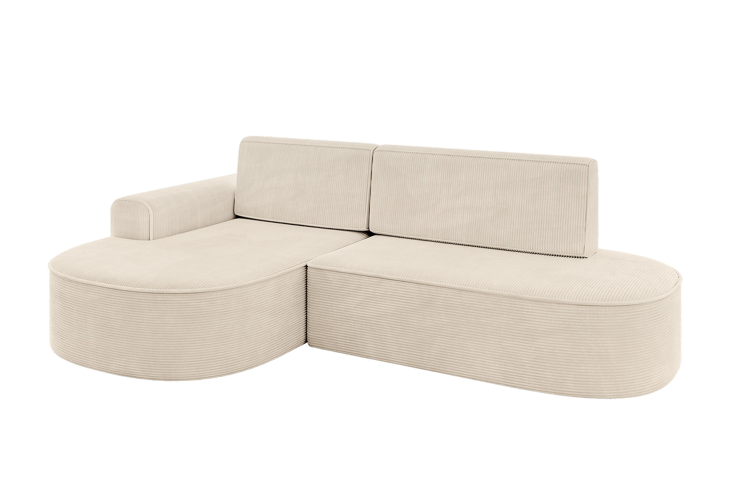 ECKSOFA mit Schlaffunktion und Bettkasten Ottomane Links MARI-L1-S - 283x167x85 cm Beige Cord - Cognac/Schwarz, Holzwerkstoff/Kunststoff (283/167cm) - ALTDECOR