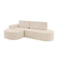 ECKSOFA mit Schlaffunktion und Bettkasten Ottomane Links MARI-L1-S - 283x167x85 cm Beige Cord - Cognac/Schwarz, Holzwerkstoff/Kunststoff (283/167cm) - ALTDECOR