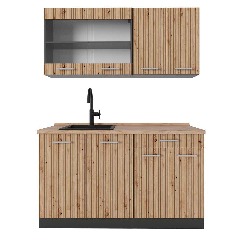 Vicco Küchenzeile Eiche Artisan, Anthrazit 140x81.6x60 cm