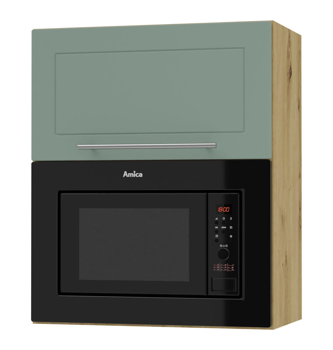 Feldmann-Wohnen Mikrowellenumbauschrank Mintgrün, Eiche Artisan 60x72x32.5 cm