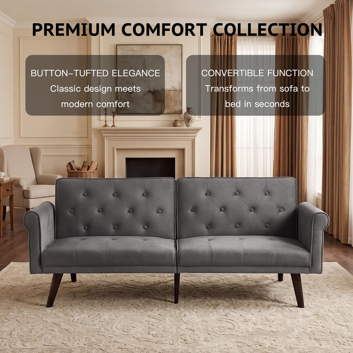 SCHLAFSOFA 150/89/70 cm in Grau Samt mit Verstellbarer Rückenlehne - Grau, Textil (172/70/89cm) - Oxeza