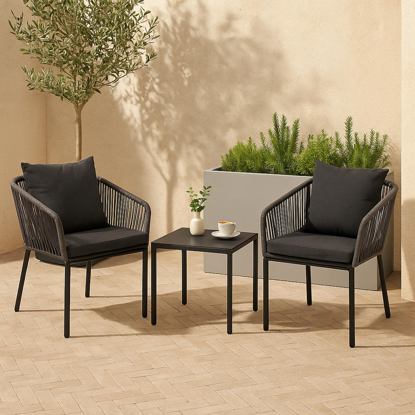 GARTENSTUHL Anthrazit, Dunkelgrau - Dunkelgrau/Anthrazit, Textil (55/75/55cm) - MCW