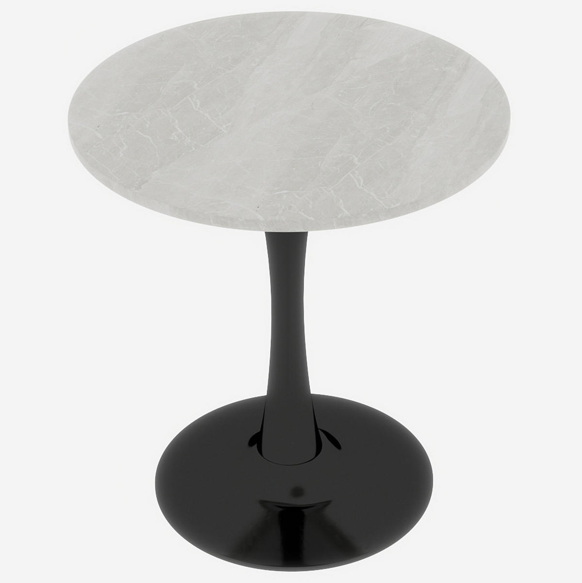 KONFERENČNÍ stolek z umělého mramoru, průměr 70 cm, černo-bílý - černá, kámen (70/70/72cm) - BEAOK