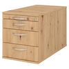 ROLLCONTAINER - mit 3 Schubladen 80/42,8/51,2 cm in Wildeiche Bogengriff (Metall) - Wildeiche, Holzwerkstoff (42.8/51.2/80cm) - bümö