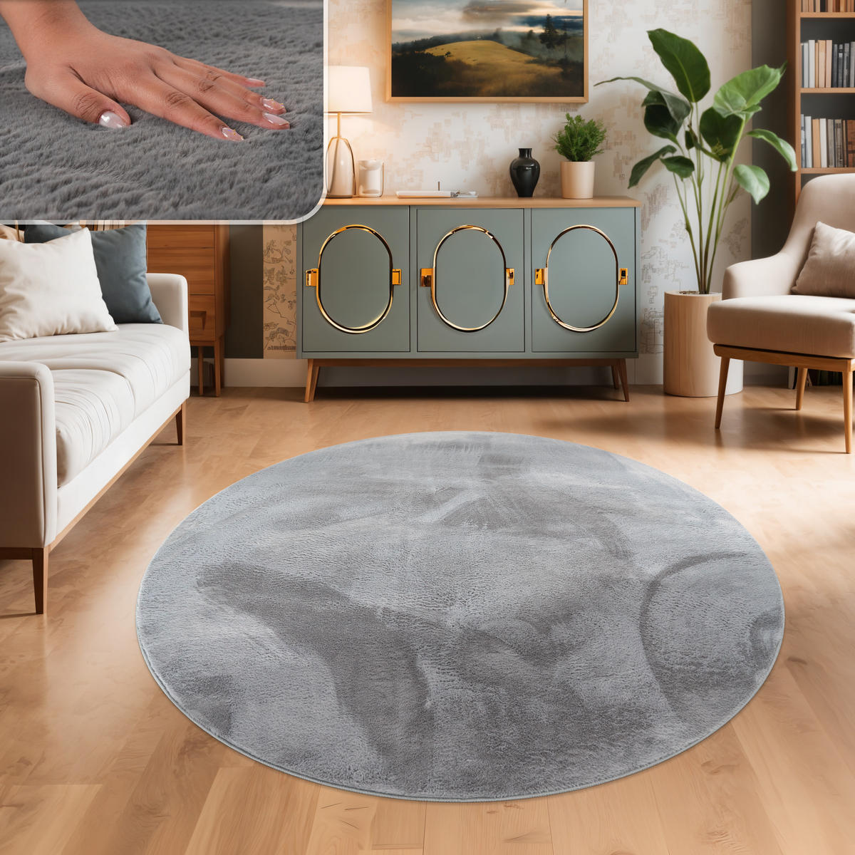 HOCHFLORTEPPICH 80/80 cm Soft 380 - Anthrazit, Textil (80/80cm) - Paco Home