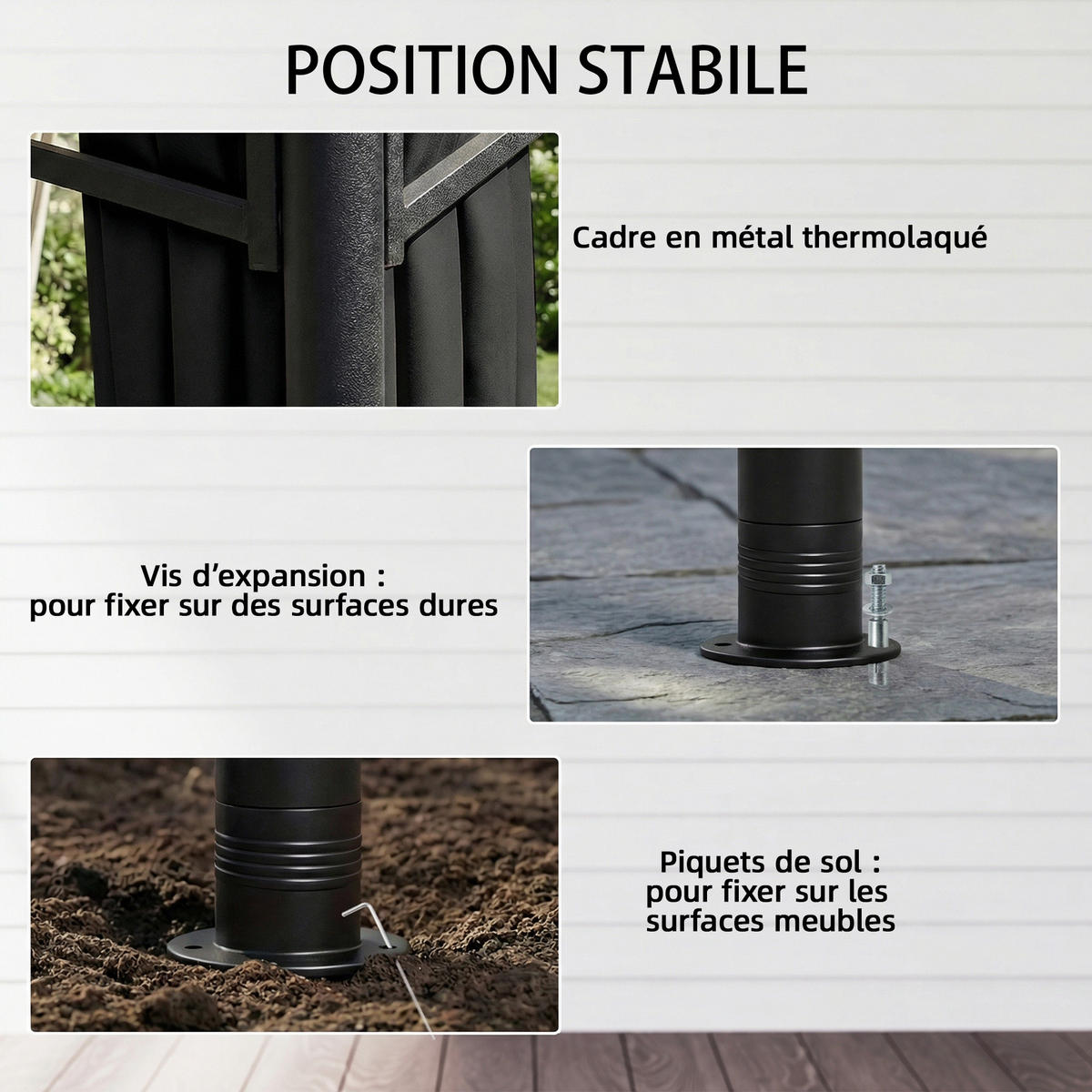 PAVILLON DE-12749 300/300 cm UV50+ wasserdicht mit Doppeldach Anthrazitgrau - Dunkelgrau, Metall (300/285/300cm) - ComfortXL