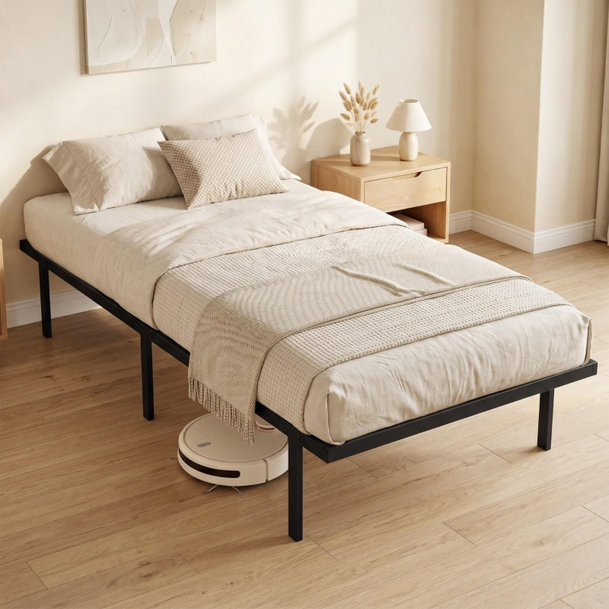 BETTGESTELL 90/200 cm DE-32878 mit Stauraum und Lattenrost Schwarz - Schwarz, Metall (90/200cm) - ComfortXL