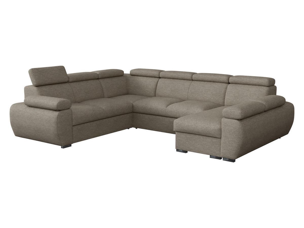WOHNLANDSCHAFT Boston U, Seite: Rechts - 2R+R+2P+LC - Chromfarben/Hellbraun, Holz/Textil (325/98/260cm) - MIRJAN24