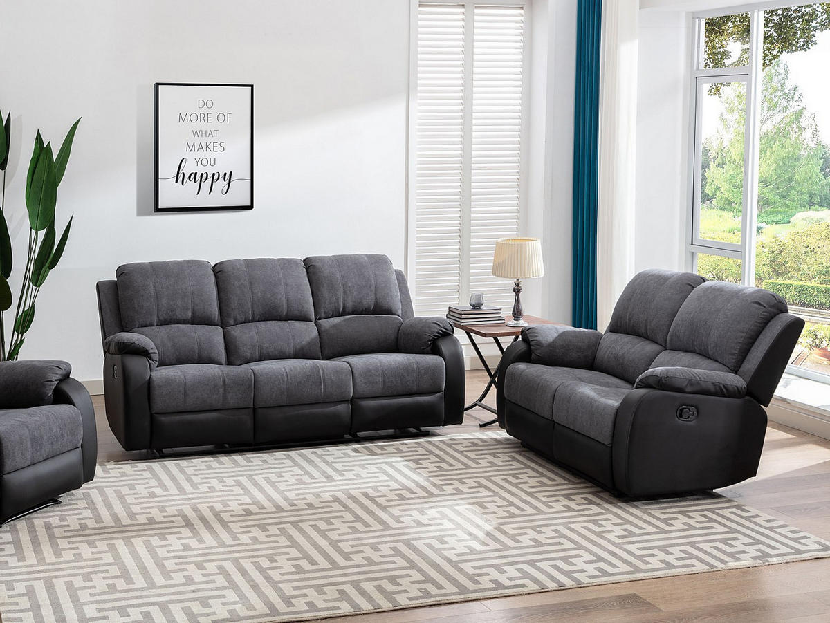 COUCHGARNITUR - 5 Personen - stoff - schwarz, grau Brody - Schwarz, Kunststoff/Textil (148/99/98cm) - Vente-Unique