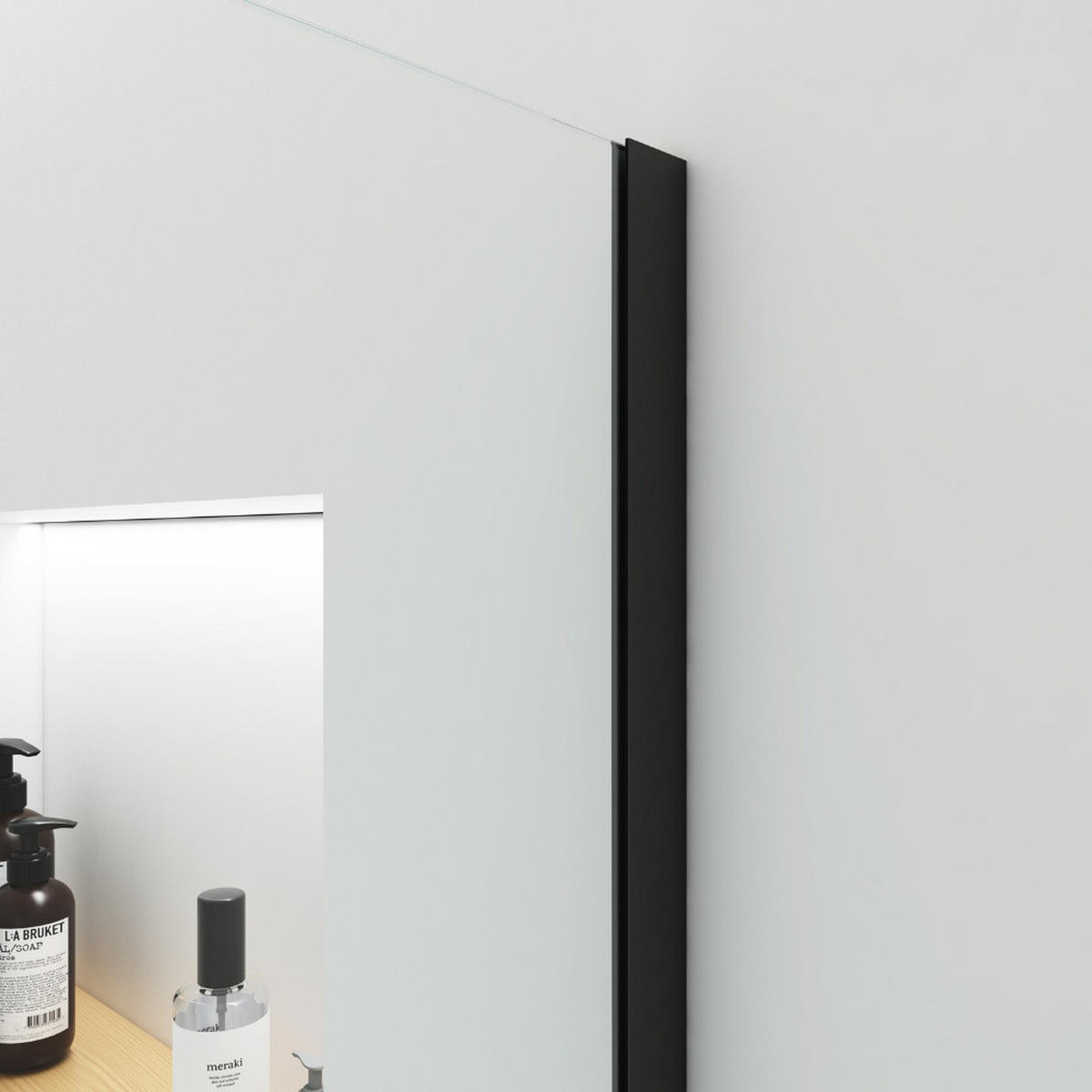 DUSCHABTRENNUNG BAKI - 80 x 200 cm - Schwarz, Glas/Metall (1/80/200cm) - Home Deluxe
