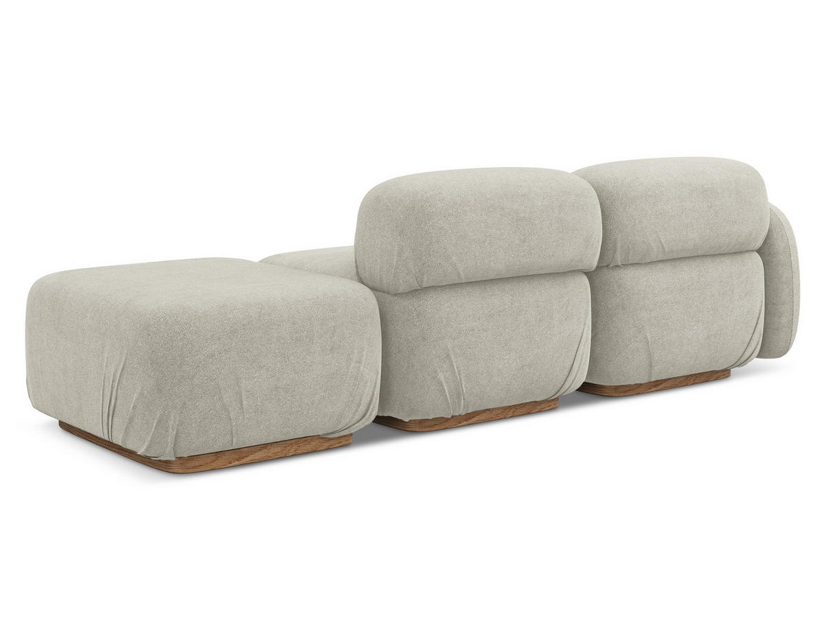 3-SITZER SOFA Rechts Bouclé Stoff Beige - Beige/Creme, Holz/Textil (258/73/95cm) - Makamii