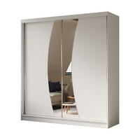 KLEIDERSCHRANK mit Spiegel-Schiebetüren und Aluminium-Leisten, LED-Beleuchtung - VOXI - 200 cm Weiß - Weiß, Holzwerkstoff (200/216/61cm) - ALTDECOR