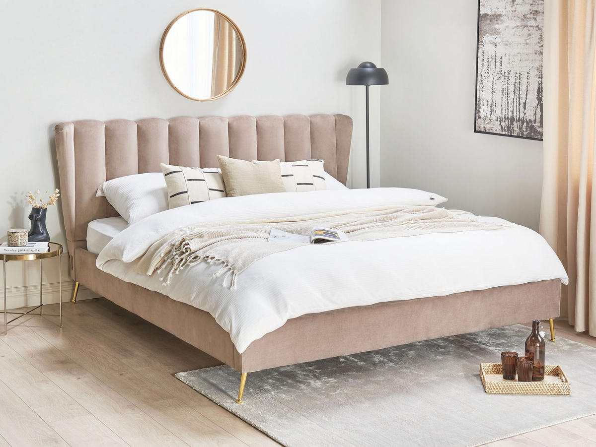 POLSTERBETT 180/200 cm Taupe Miribel - Taupe, Textil (180/200cm) - Beliani