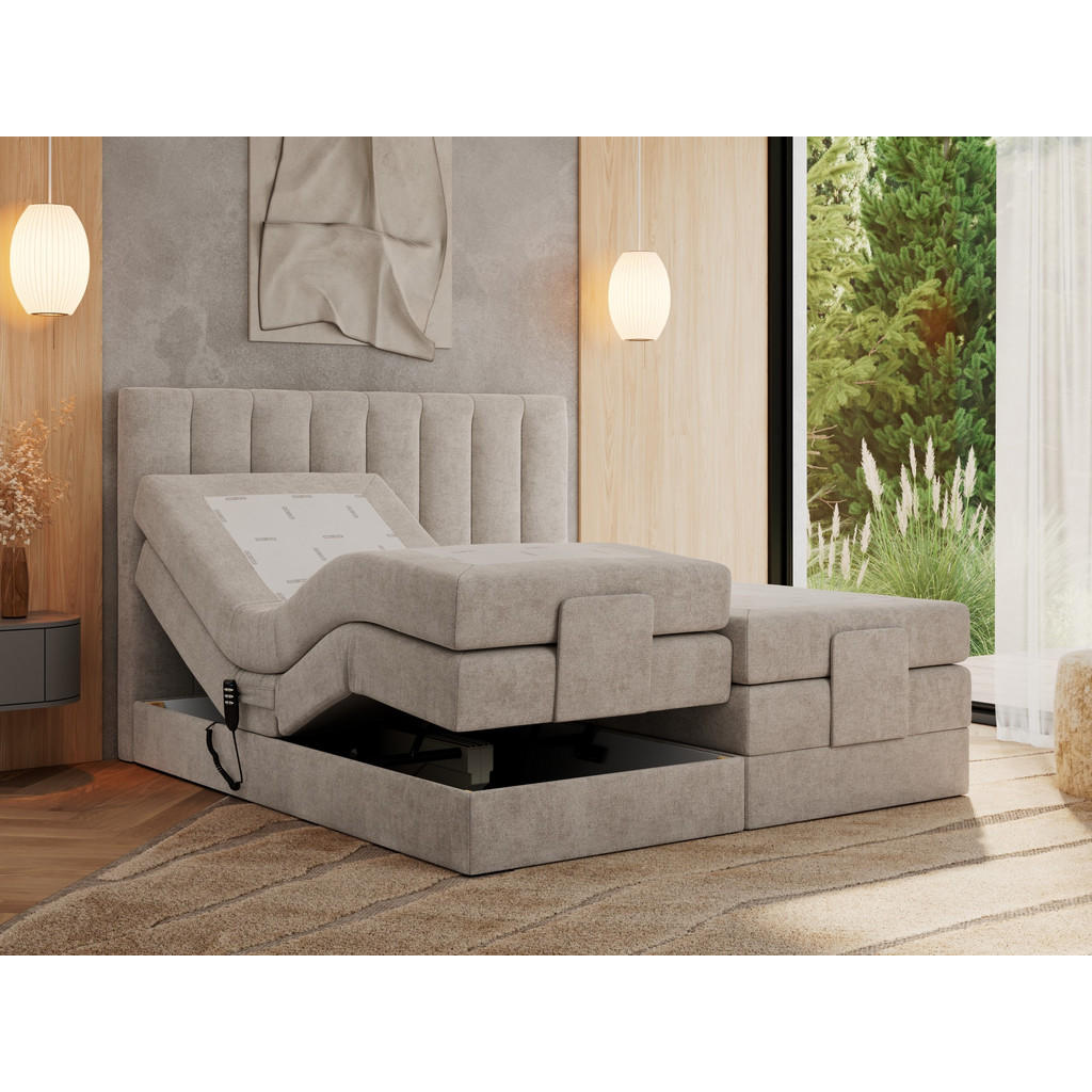 Thumbnail - MKS Boxbett, Beige, Textil, 2-Sitzer, H3, 7-Zonen, Rechteckig, 140x200 cm, Schlafzimmer, Betten, Boxspringbetten