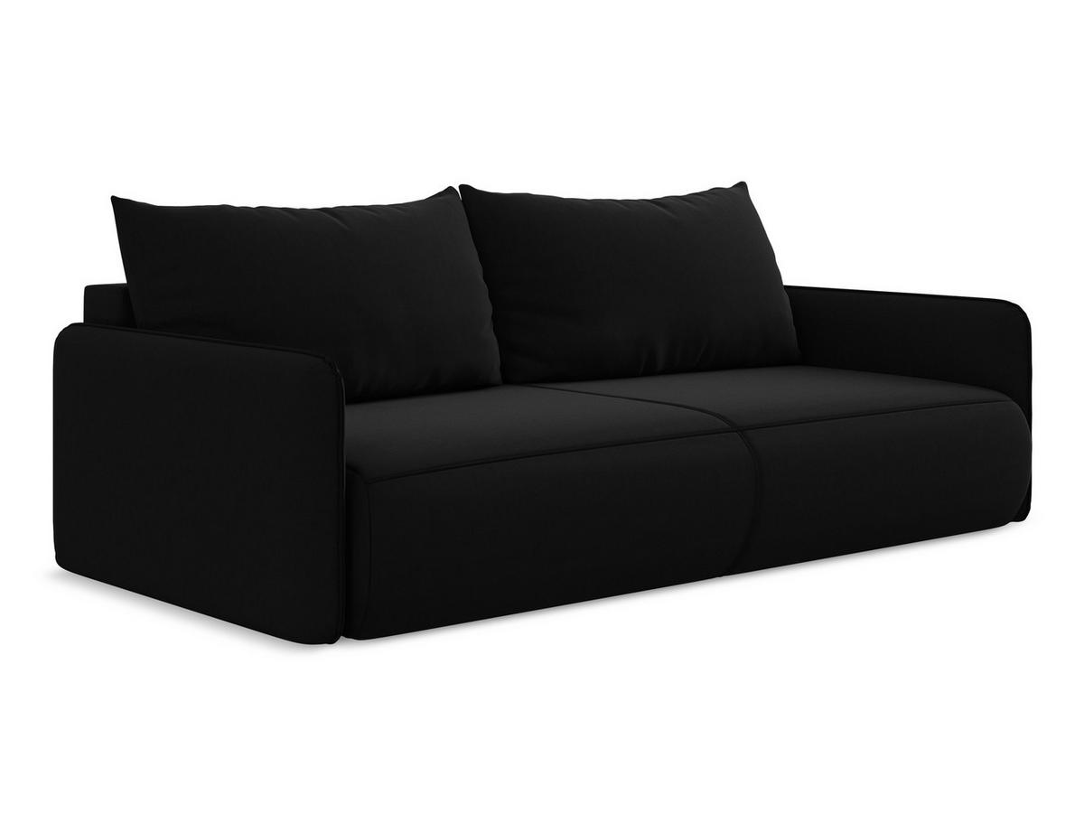 3-SITZER SOFA mit Schlaffunktion Samt Stoff Schwarz - Schwarz, Kunststoff/Textil (216/86/105cm) - Makamii