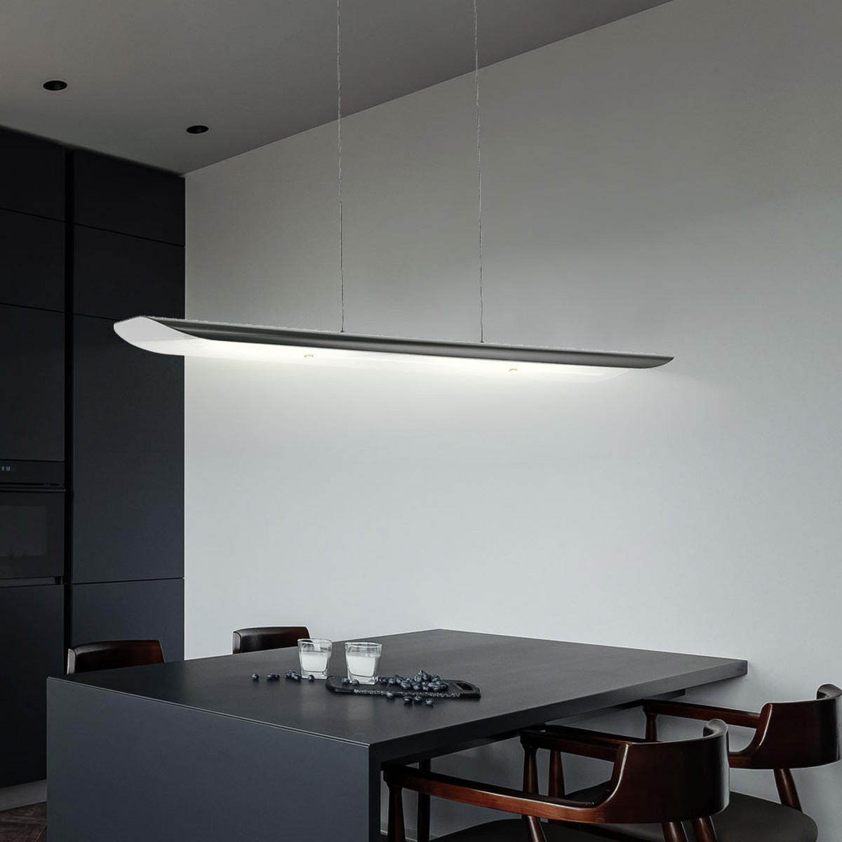 LED HÄNGELEUCHTE ZUBIA Grau Stahl Glas - Grau, Glas (90/12/110cm)