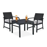 BALKONMÖBEL-SET 3-tlg. - Schwarz, Kunststoff/Textil - Relaxdays