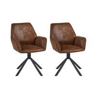 ESSZIMMERSTUHL 2er-Set drehbar Kunstwildleder Braun Warner - Braun, Textil (63/94/58cm) - Beliani
