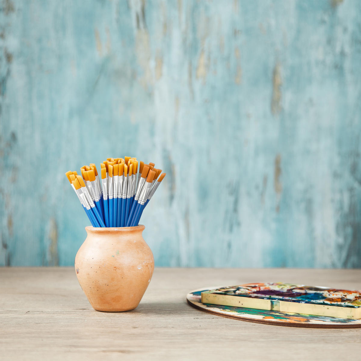 100-TLG.PINSEL-SET - Blau, Kunststoff/Textil - Relaxdays