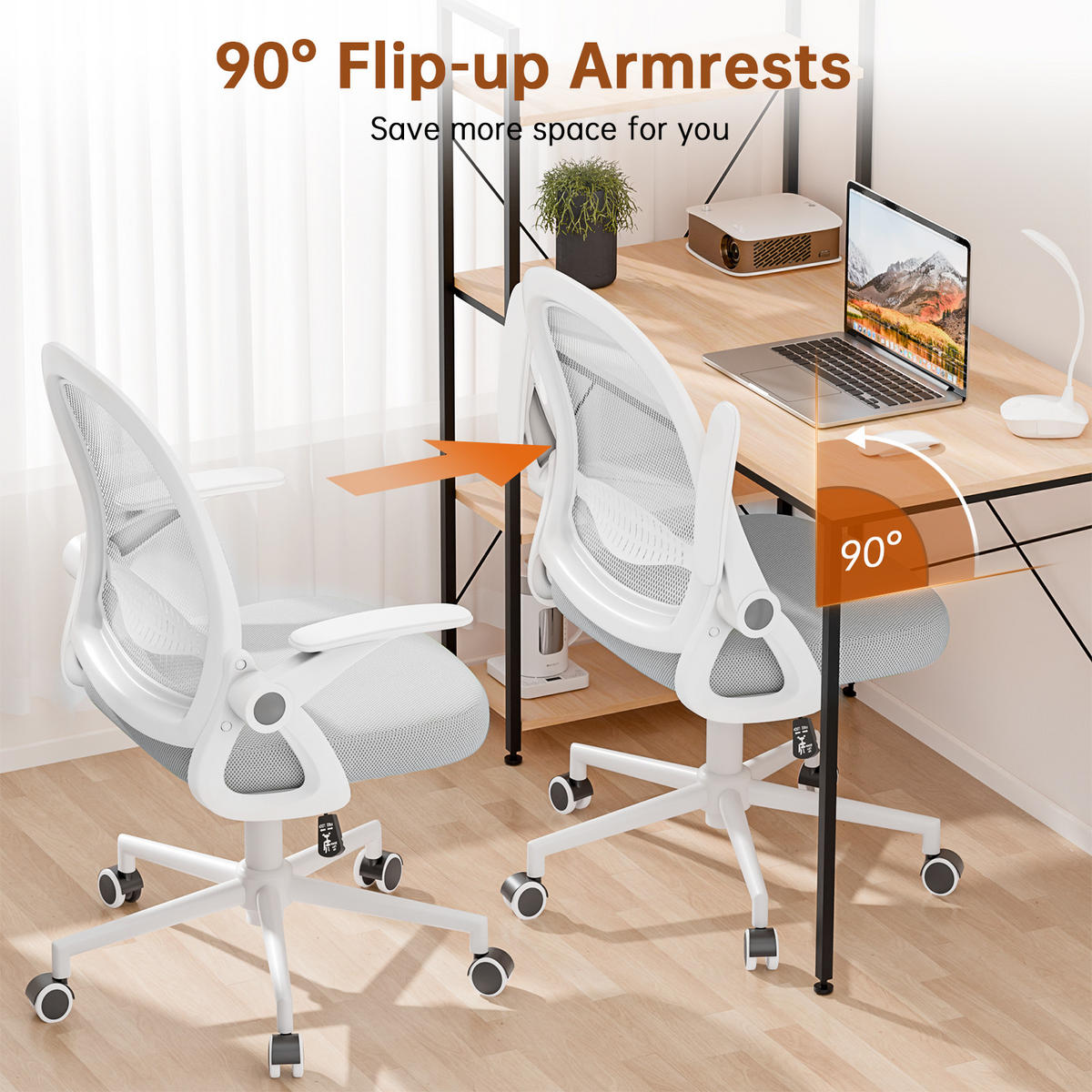 BÜROSTUHL Weiß-Grau ergonomisch mit Mesh Rückenlehne - Grau, Metall (25/53/56cm) - Rattrix