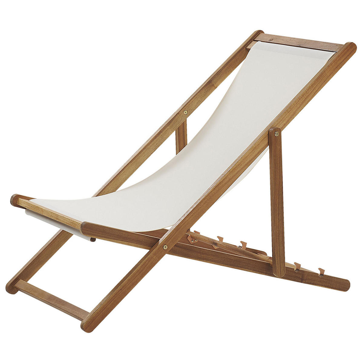 GARTENLIEGE hellbraun Textil cremeweiß Anzio - Hellbraun/Creme, Textil (54/70/97cm) - Beliani