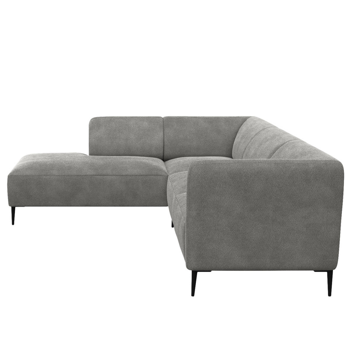 2,5-SITZER ECKSOFA mit Ottomane - Schwarz/Grau, Textil/Metall (252/205cm) - home24