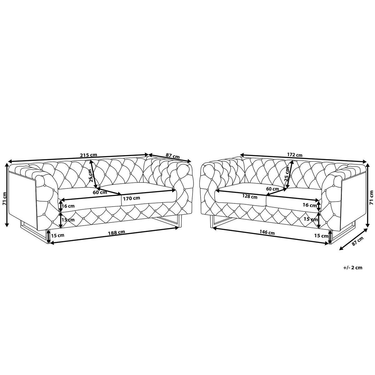 5-SITZER SOFA SET Polsterbezug Hellgrau Vissland - Grau, Textil (215/71/87cm) - Beliani