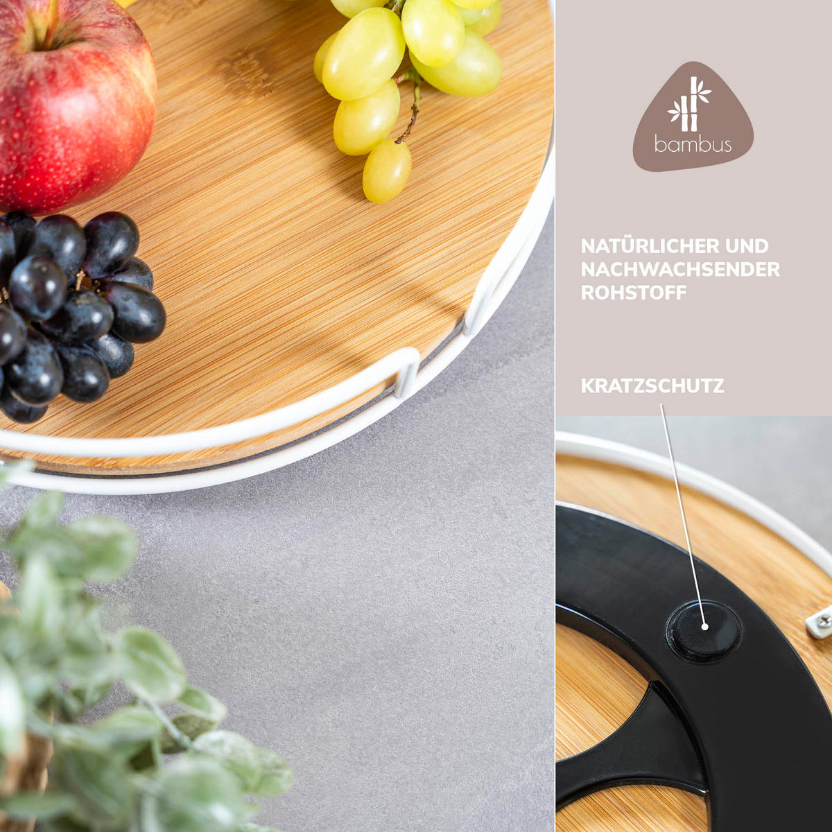 DREHTELLER Bambus/Metall weiß - Weiß, Metall (30/6/30cm) - eluno