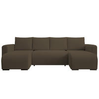 WOHNLANDSCHAFT DORA U mit Bettkasten und Schlaffunktion, U-Form, bequem - Dunkelbraun, Textil (305/85/140cm) - Storez24