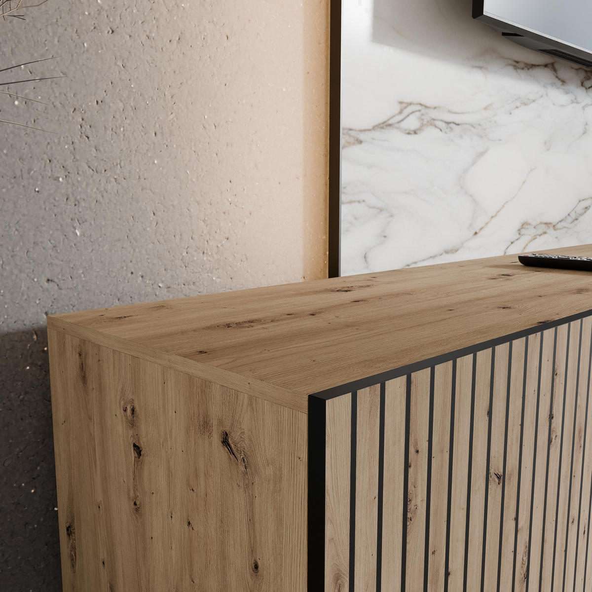 TV-SCHRANK CORA - Eiche Artisan, Holzwerkstoff (300/41/40cm) - Meblini