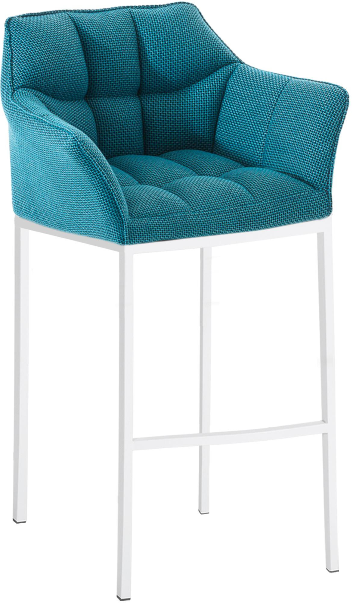 BARHOCKER Stoff Türkis - Türkis/Weiß, Textil/Metall (64/110/48cm) - CLP