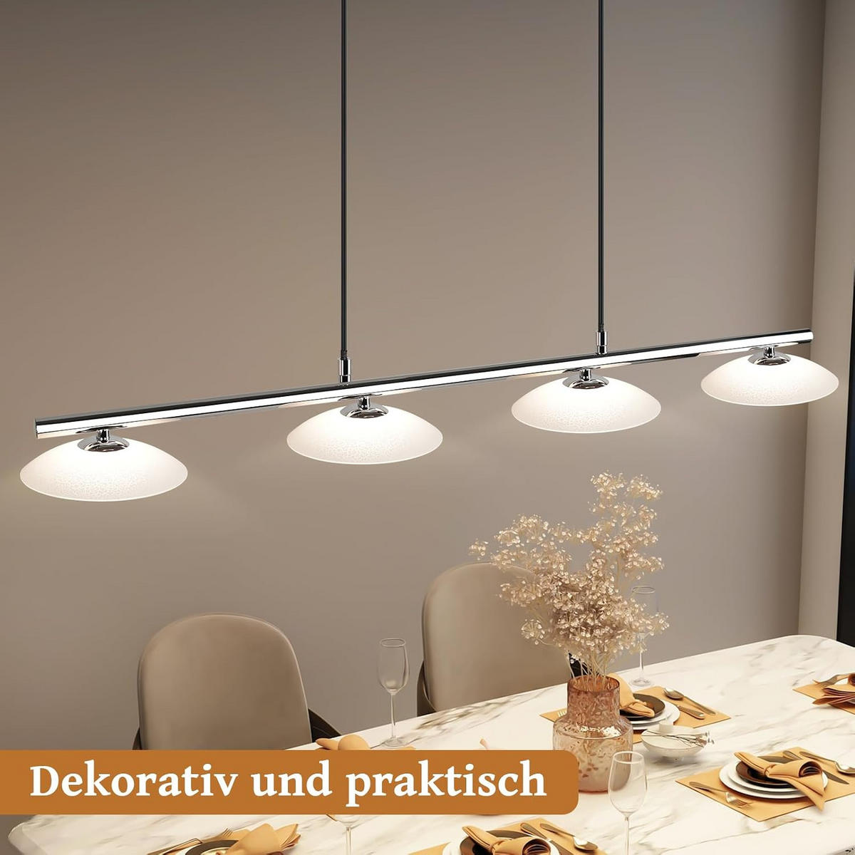HÄNGELEUCHTE Zorvq 94/16/133 cm - Chromfarben, Glas/Metall (94/16/133cm) - ZMH