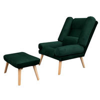SESSEL Lola mit Fußhocker Rückenlehne 5-stufig einstellbar, dunkelgrün - Dunkelgrün, Holz/Kunststoff (75/100/60cm) - Margaret Hadas24