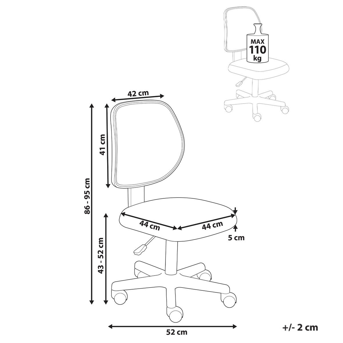 BÜROSTUHL Hellgrau Joyful - Hellgrau/Schwarz, Textil (52/86/52cm) - Beliani