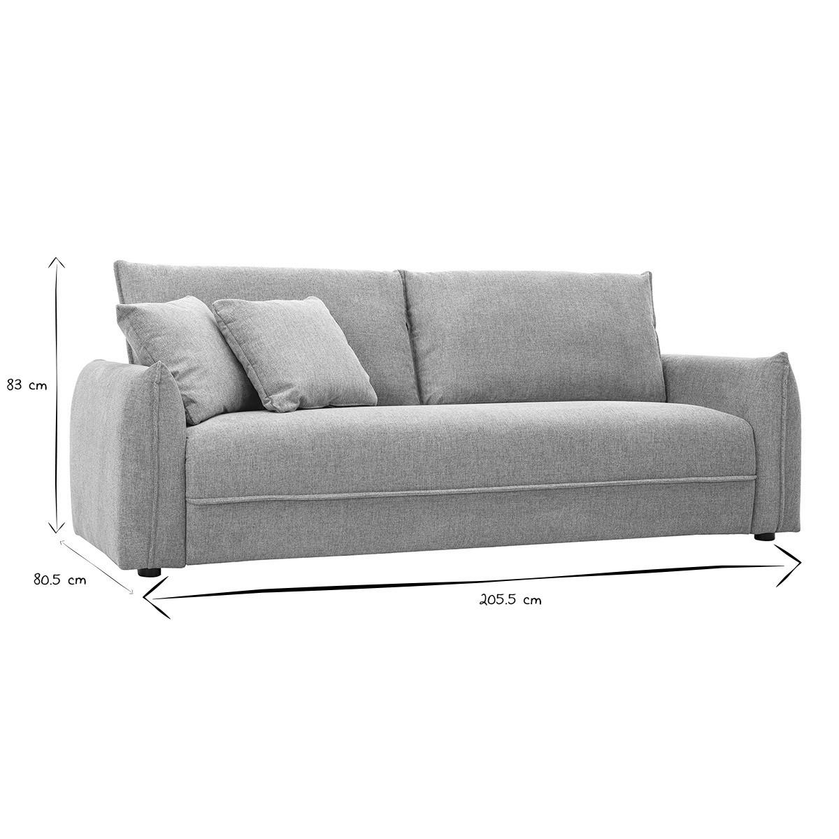 DREISITZER-SOFA aus grauem Samt-Effekt Textilgewebe PIO - Grau, Textil (80.5/83/205.5cm) - Miliboo