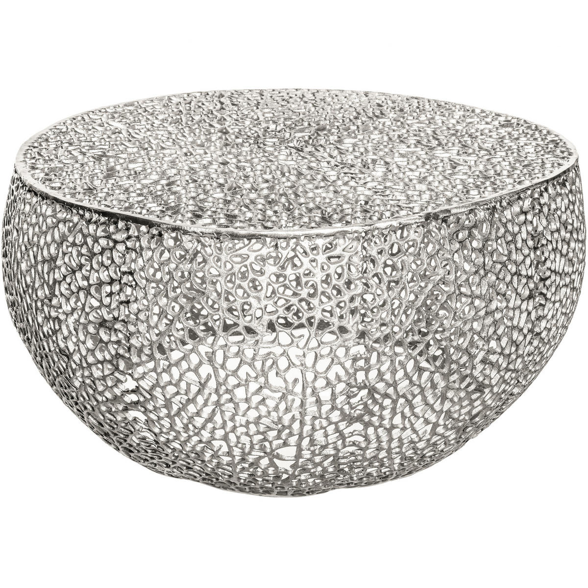 COUCHTISCH ABSTRACT LEAF rechteckig Silber 80cm - Silberfarben/Weiß, Metall (78/80/41cm) - riess-ambiente